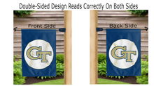 Load image into Gallery viewer, georgia tech baseball logo reading correctly on both sides of garden flag