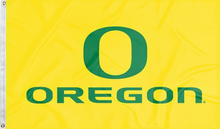 Load image into Gallery viewer, Gold University of Oregon Flag with O Oregon Logo for indoor home décor