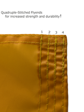 Load image into Gallery viewer, Quadruple-stitched flyends of gold University of Iowa applique flag