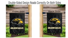 Load image into Gallery viewer, golden eagles logo reading correctly on both sides of southern miss garden flag