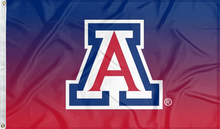 Load image into Gallery viewer, gradient style 3x5 University of Arizona Flag with two metal grommets for indoor home decor