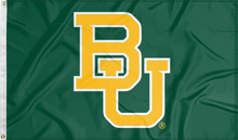 Load image into Gallery viewer, Green 3x5 foot wide Baylor University Flag with BU Logo and two metal grommets