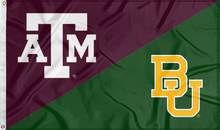 Load image into Gallery viewer, maroon and green house divided Texas A&M Baylor game flag