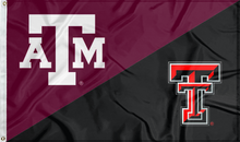Load image into Gallery viewer, maroon and black Texas A&M Texas Tech House divided flag