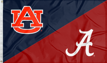 Load image into Gallery viewer, blue and red house divided Auburn Alabama Game flag