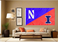 Load image into Gallery viewer, Northwestern University - University of Illinois 3x5 House Divided Flag