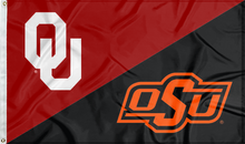 Load image into Gallery viewer, red and black Oklahoma Oklahoma State House Divided Flag
