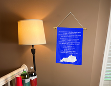 Load image into Gallery viewer, Kentucky Fight Song Garden flag hung inside a college dorm for decor