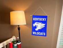 Load image into Gallery viewer, Kentucky Wildcats garden flag hung inside a college dorm for home decor