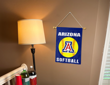 Load image into Gallery viewer, arizona softball garden flag hung inside as part of college dorm decor