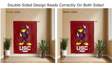 Load image into Gallery viewer, USC Cocky Gamecock house flag hung inside college dorm for decor