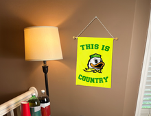 Load image into Gallery viewer, University of Oregon garden flag with This is Oregon Ducks country logo hung inside well-lit college dorm