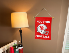 Load image into Gallery viewer, houston football garden flag hanging inside a college dorm for decor