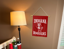 Load image into Gallery viewer, Indiana university bison garden flag hung inside a college dorm for decor