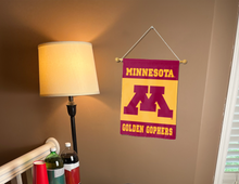 Load image into Gallery viewer, minnesota golden gophers garden flag hung inside for college dorm decor