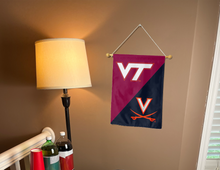Load image into Gallery viewer, Virginia Tech Virginia house divided garden flag hung inside for college dorm decor