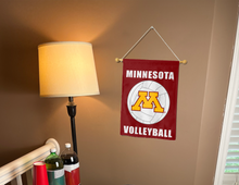 Load image into Gallery viewer, minnesota volleyball garden flag hung inside for college dorm decor
