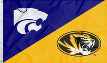 Load image into Gallery viewer, purple and gold Kansas State Missouri house divided flag
