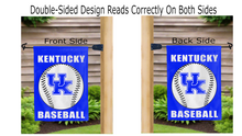 Load image into Gallery viewer, Kentucky baseball logo reading correctly on both sides of garden flag