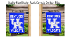 Load image into Gallery viewer, Kentucky uk wildcats logo reading correctly on both sides of garden flag