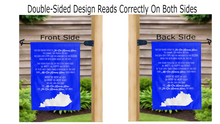 Load image into Gallery viewer, Kentucky fight song logo reading correctly on both sides of garden flag