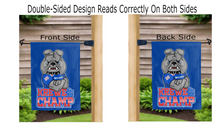 Load image into Gallery viewer, Krewe of Champ logo reading correctly on both sides of Louisiana Tech university garden flag