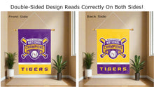 Load image into Gallery viewer, LSU Baseball College World Series 2025 Champion logo reading correctly on both sides of house flag