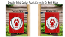 Load image into Gallery viewer, Lobos Baseball logo reading correctly on both sides of University of New Mexico Garden flag