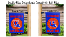 Load image into Gallery viewer, louisiana tech basketball logo reading correctly on both sides of garden flag