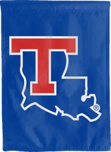 Load image into Gallery viewer, blue louisiana tech university house flag hung outside for man cave decor