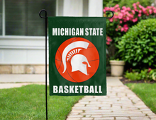 Load image into Gallery viewer, Michigan State Basketball garden flag hung outside the house for yard decor