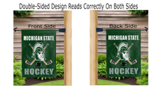 Load image into Gallery viewer, Michigan state hockey logo reading correctly on both sides of garden flag