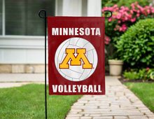 Load image into Gallery viewer, red minnesota volleyball garden flag hung outside for yard decor