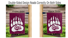 Load image into Gallery viewer, Montana Griz Paw logo reading correctly on both sides of garden flag