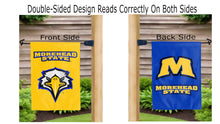 Load image into Gallery viewer, morehead state eagles logo reading correctly on both sides of garden flag