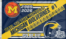 Load image into Gallery viewer, University of Michigan Hail To The Victors Double Sided 3x5 Flag