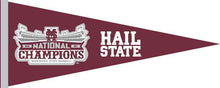 Load image into Gallery viewer, Maroon and Grey 12x30 2021 College World Series National Champions Mississippi State Pennant