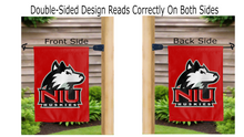 Load image into Gallery viewer, niu huskies logo reading correctly on both sides of red garden flag