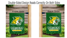Load image into Gallery viewer, northern michigan wildcats logo reading correctly on both sides of garden flag