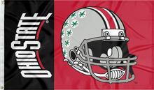 Load image into Gallery viewer, Red and Black Ohio State Football 3x5 Flag with two metal grommets