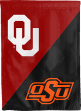 Load image into Gallery viewer, 30x40 Oklahoma OSU Rivalry House Divided Flag for college dorm decor