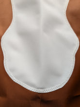 Load image into Gallery viewer, close up of white stitched texas longhorns logo on an orange university of texas longhorns applique flag