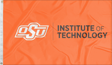 Load image into Gallery viewer, Orange Oklahoma State University Institute of Technology Flag with two metal grommets