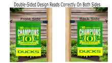 Load image into Gallery viewer, Oregon BIG 12 Conference Football Champions 2024 logo reading correctly on both sides of garden flag