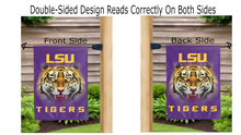 Load image into Gallery viewer, realistic tiger logo reading correctly on both sides of LSU garden flag