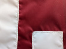 Load image into Gallery viewer, Hand sewn O logo for University of Oklahoma Applique Flag with two metal grommets for indoor home décor