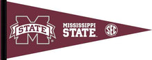 Load image into Gallery viewer, Maroon 12x30 SEC Mississippi State Pennant