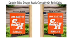 Load image into Gallery viewer, sam houston bearkats logo reading correctly on both sides of garden flag