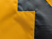 Load image into Gallery viewer, gold michigan M logo hand sewn onto University of Michigan Applique flag