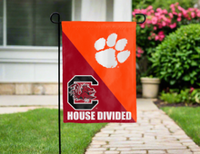 Load image into Gallery viewer, South Carolina Clemson house divided garden flag for yard decor